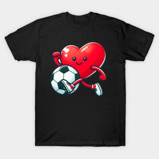 Valentine's Day Heart Soccer Player Team Sports T-Shirt